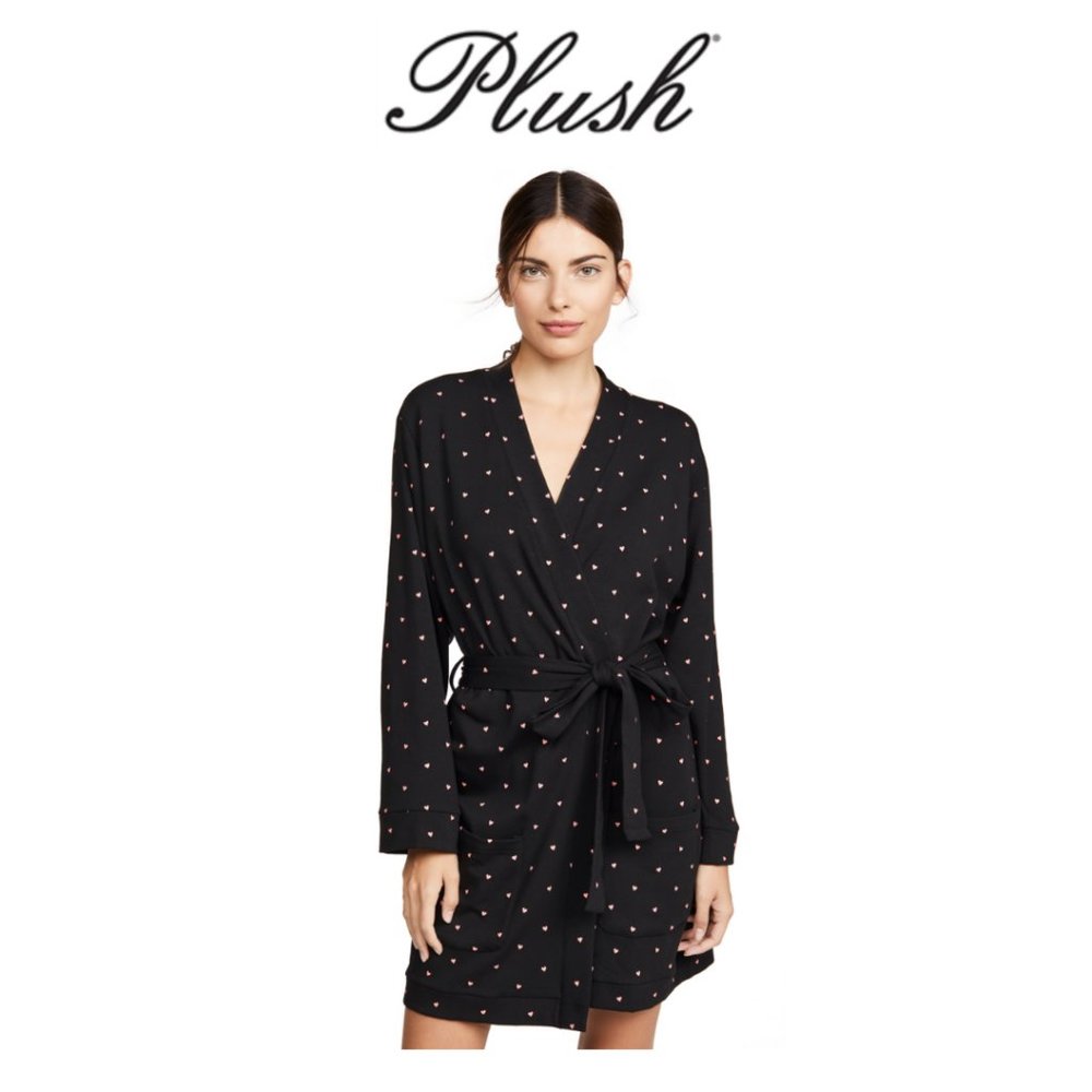 Plush Pink Heart Robe + Scrunchie Set